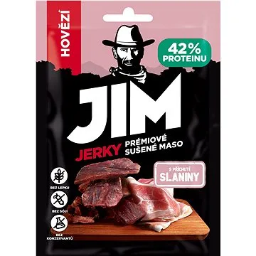 JIM JERKY hovädzie s príchuťou slaniny 23 g (8595229921530)
