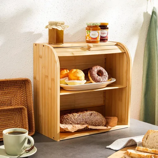 Die moderne Hausfrau Dvoupatrový bambusový chlebník s rolovacím víkem