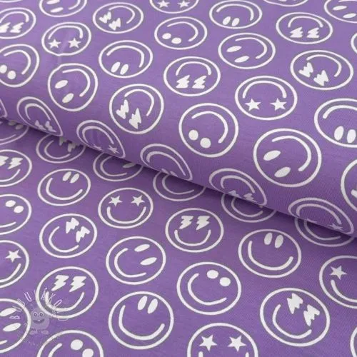 Úplet Happy faces lavender digital print