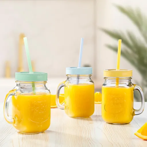 Haushalt international Sklenice s brčkem a víčkem, 2 ks