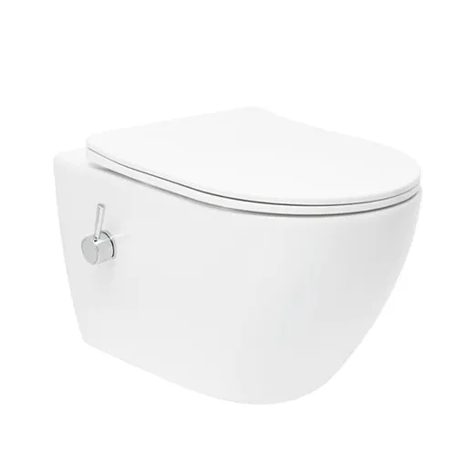 WC s bidetom závesné SAT Fusion vírové vrátane dosky softclose, so zadným odpadom SATFUS11BFC