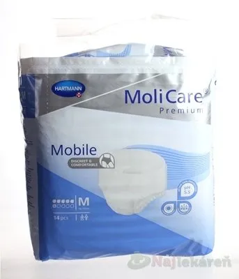 MoliCare Premium Mobile 6 kvapiek M modré, plienkové nohavičky naťahovacie, 14ks