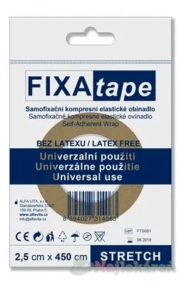 FIXAtape samofixačné elastické ovínadlo STRETCH kompresné, bez latexu 2,5cmx450cm 1ks