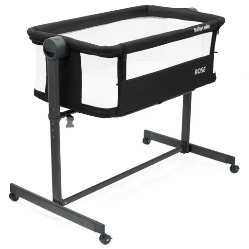 Baby Mix Prístavná postieľka Rose čierna, 84 x 80 x 52 cm
