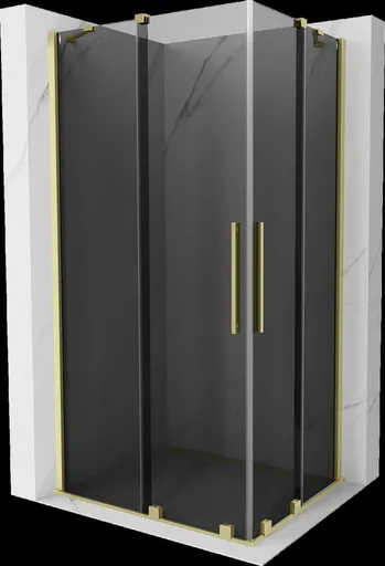 MEXEN/S - Velar Duo sprchovací kút, posuvné dvere 90 x 80, grafit, zlato kartáčovaná 871-090-080-42-55