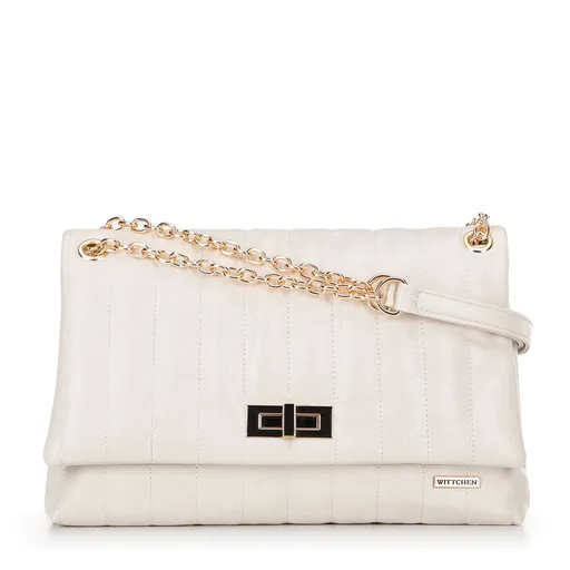 Dámska crossbody z ekokože dvojkomorová veľká krémová 100-4Y-418-0