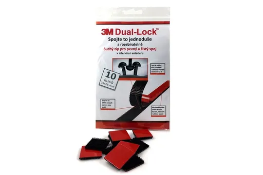 3M Dual-Lock, čierny, balenie = 10 štvorcov 25 x 25 mm