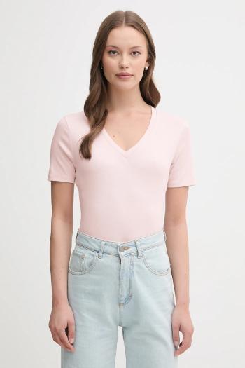 Bavlnené tričko United Colors of Benetton dámske, ružová farba, 3GA2E4230