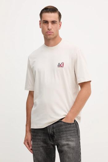 Bavlnené tričko Armani Exchange pánske, béžová farba, s potlačou, XM001451 AF10356