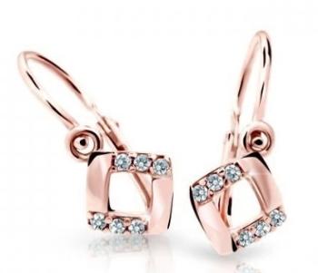 Cutie Jewellery Štvorcové detské náušnice z ružového zlata C2268-10-X-4 biela