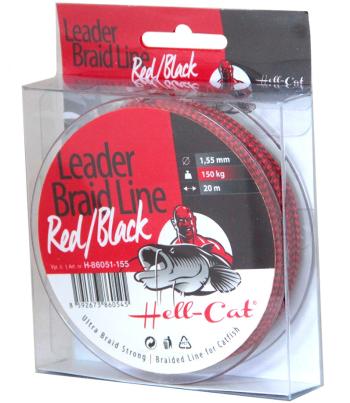 Hell-cat návazcová šňůra leader braid line red black 20 m-průměr 1,55 mm / nosnost 150 kg