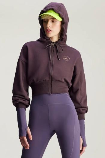 Tepláková mikina adidas by Stella McCartney fialová farba, s kapucňou, jednofarebná, IZ5011