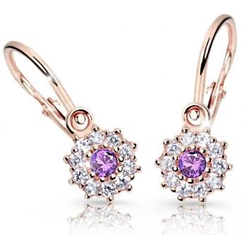 Cutie Jewellery Detské náušnice z ružového zlata C2749-10-X-4 fialová