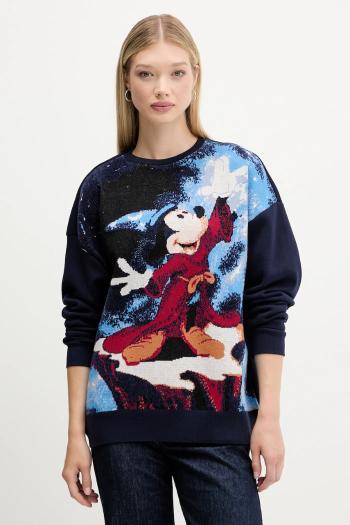 Mikina Desigual FANTASY MICKEY tmavomodrá farba, vzorovaná, 25WWSK15