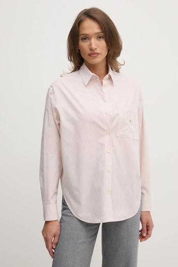 Bavlnená košeľa Calvin Klein Jeans dámska, červená farba, voľný strih, s klasickým golierom, J20J224436