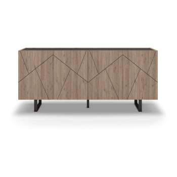 Fekete-natúr színű alacsony komód tölgyfa dekorral 180x80 cm Milena – Marckeric