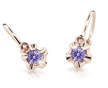 Cutie Jewellery Detské náušnice z ružového zlata C2158-10-X-4 fialová