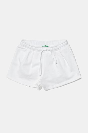 Detské bavlnené šortky United Colors of Benetton biela farba, jednofarebné, nastaviteľný pás 3J70G901R