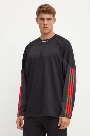 Tričko s dlhým rukávom adidas Originals pánske, čierna farba, vzorované, IX9640