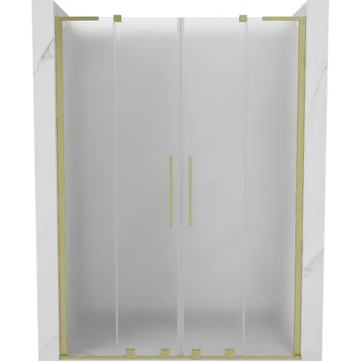 MEXEN/S - Velar L Duo posuvné sprchové dvere 140, dekor, zlatá kartáčovaná 871-140-003-32-55