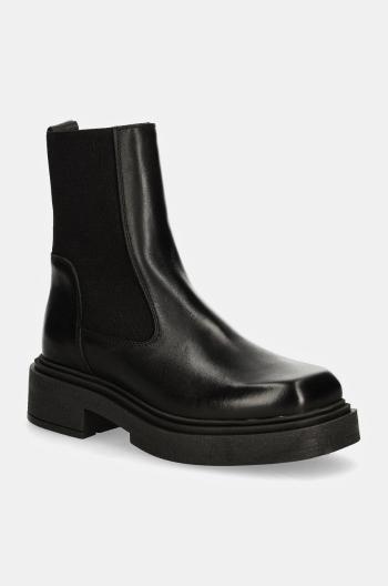 Kožené topánky chelsea Steve Madden Churro dámske, čierna farba, na platforme, SM11003363