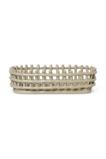 Ozdobný košík ferm LIVING Ceramic Basket béžová farba