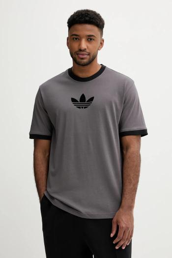 Bavlnené tričko adidas Originals Oversize Tee pánske, šedá farba, s potlačou, JX1511