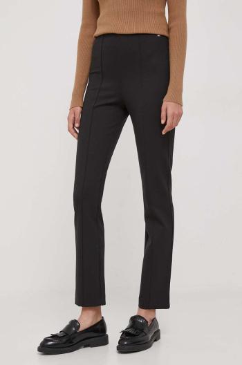 Nohavice Tommy Hilfiger dámske,čierna farba,priliehavé,vysoký pás,WW0WW39721