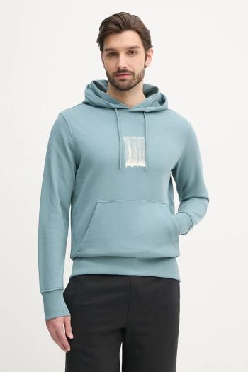 Bavlnená mikina Calvin Klein Jeans pánska, zelená farba, s kapucňou, s potlačou, J30J327525
