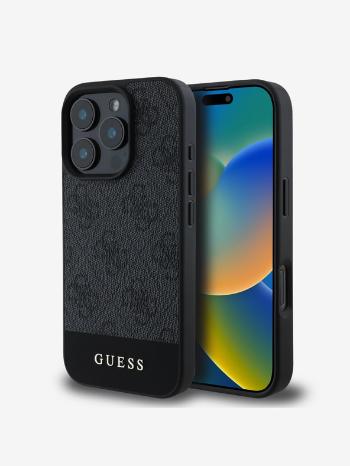 Guess PU 4G Stripe Zadní Kryt pro iPhone 16 Pro Grey Telefontok Lila