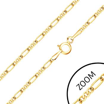 Zlatá retiazka 585 - tri malé oválne očká a jedno podlhovasté, 500 mm