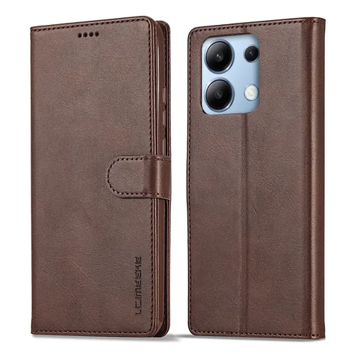 IMEEKE Peňaženkový obal pre Xiaomi Redmi Note 13 tmavohnedý