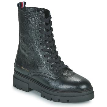 Tommy Hilfiger  MONOCHROMATIC LACE UP BOOT  Polokozačky Čierna