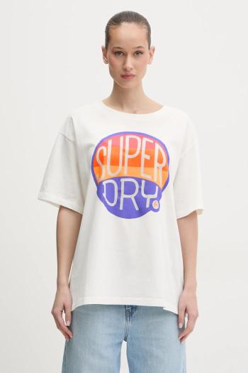 Bavlnené tričko Superdry dámske, biela farba, W1011752A-71D