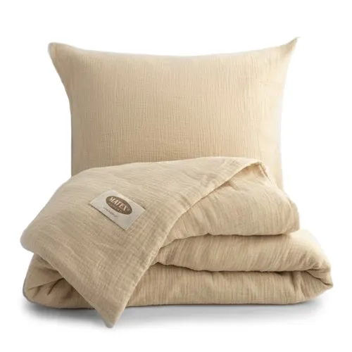 MATEX Mušelínové obliečky svetlohnedá, 140 x 200 cm, 70 x 90 cm