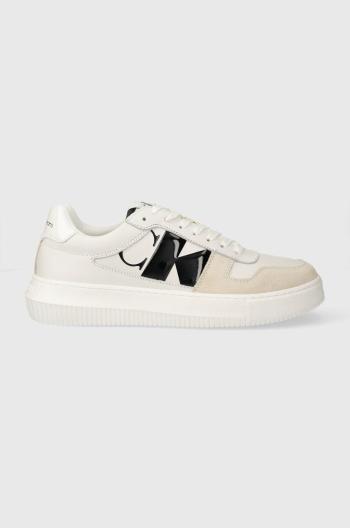 Kožené tenisky Calvin Klein Jeans CHUNKY CUPSOLE LTH NBS DC biela farba, YM0YM00897