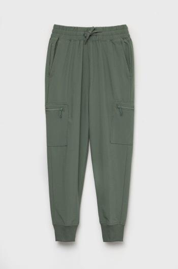 Detské nohavice Abercrombie & Fitch zelená farba, jednofarebné