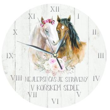 Bohemia Gifts Drevené hodiny - Pro milovníky koní, 24 cm