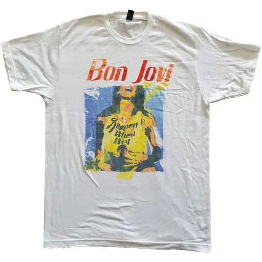 Bon Jovi tričko Slippery When Wet Original Cover Biela XL
