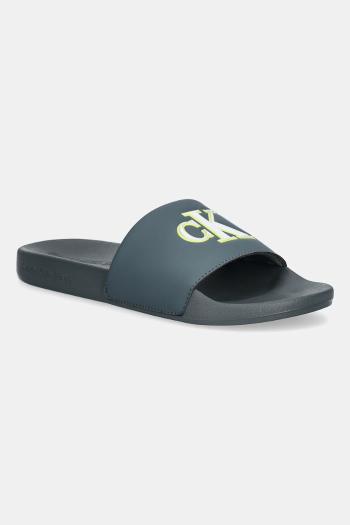 Šľapky Calvin Klein Jeans SLIDE JELLY MONO PU šedá farba, YM0YM01281
