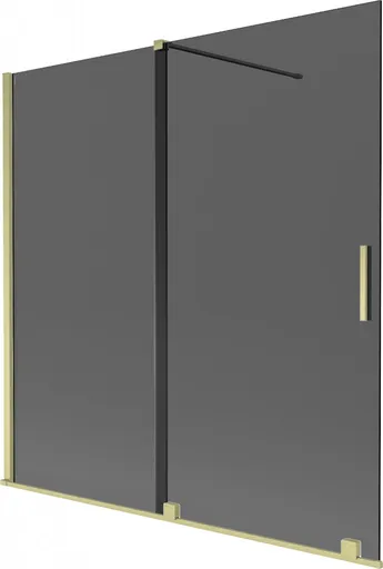 MEXEN/S - Velar dvojkrídlová posuvná vaňová zástena 160 x 150, grafit, zlatá kartáčovaná 896-160-000-41-55