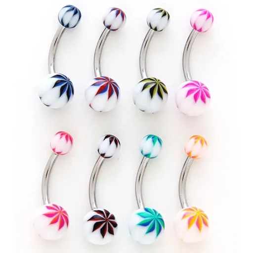 Piercing do pupku - gulička, NINJA STAR - Farba piercing: Ružová - Fialová