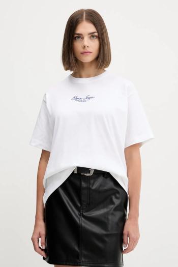 Bavlnené tričko Guess Jeans dámske, biela farba, W5YI25 K8HM0