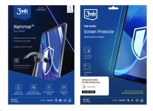 3mk All-Safe - AIO fólia Hammer Full Wet Fitting Tablet, 25 ks