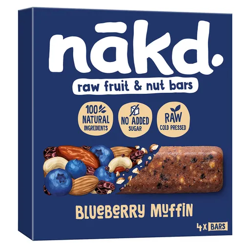 NAKD Blueberry muffin raw ovocno orieškové tyčinky s čučoriedkami 4 x 35 g