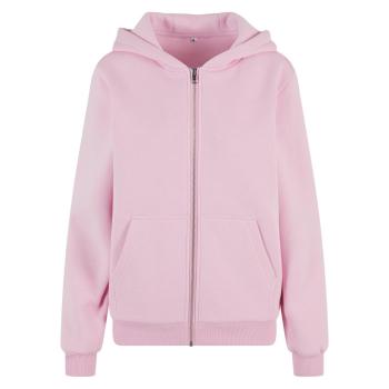 Build Your Brand Hebká dámska mikina na zips Fluffy - Jemne ružová | M