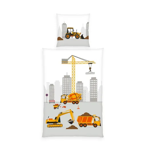 Herding Detské bavlnené obliečky Stavba, 135 x 200 cm, 80 x 80 cm