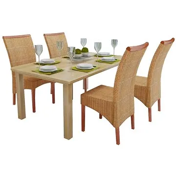 Jedálenské stoličky 4 ks hnedé prírodný ratan (274202)