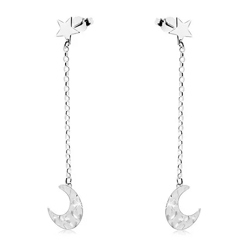 Náušnice zo striebra 925, cíp mesiaca na retiazke a hviezda