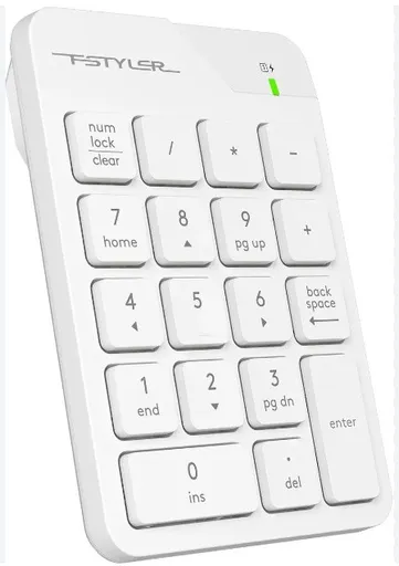 A4tech FSTYLER bezdrôtová numerická klávesnica, USB nano, biela